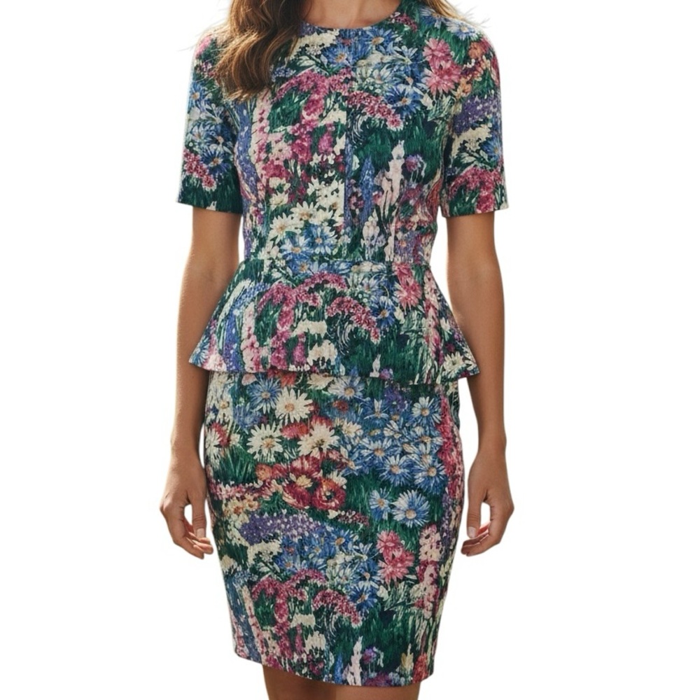 Vintage 80’s j. Christopher Floral peplum Easter spring Dress